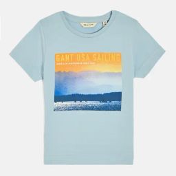 GANT Boys Graphic Printed Blue Round Neck Cotton T-shirt-picture-29