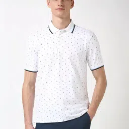 Peter England White Regular Fit Printed Polo T-Shirt-picture-38