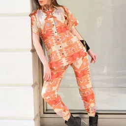 ROMONIA Geometric Printed Tunic With Trousers Co-Ords image 2