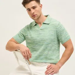 The Bear House Green Cotton Regular Fit Self Design T-Shirt-picture-43