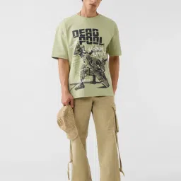 The Souled Store Green Loose Fit Printed T-Shirt image 3