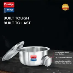 Prestige Silver Tri-Ply 22 cm Induction Compatible Tope With Lid (3.9 L) - Set of 1 image 2