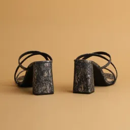 Eridani Women's Megan Metallic Grey Cross Strap Sandals image 3