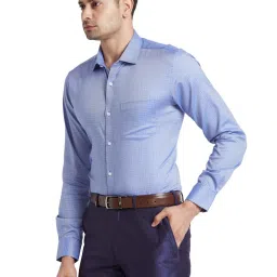 Park Avenue Blue Slim Fit Checks Shirt image 3