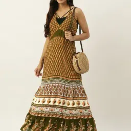 Secret Wish Brown Printed Maxi Beachwear Dress image 4