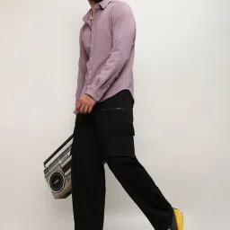 Campus Sutra Purple Regular Fit Texture Shirt image 3