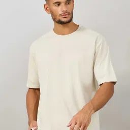 Styli Beige Relaxed Fit Printed Oversized Crew T-Shirt image 3