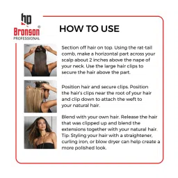 Bronson Professional Side Patch Straight 2 Clip-In Hair Extensions Natural Brown No. 2 - 24 Inches image 3