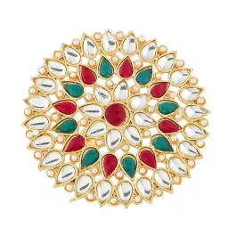 NVR Traditional Ethnic Kundan Meenakari Gold Plated Ajustable Finger Ring for Women image 3