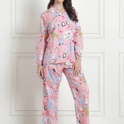 Secret Wish Baby Pink Printed Shirt With Pyjama image 3
