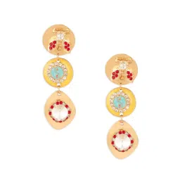 Zaveri Pearls Multicolor Enamel Dazzling Austrian Diamonds Contemporary Drop Earrings for Women image 3