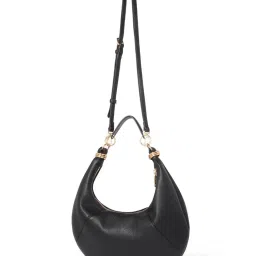 Forever New Black Cayla Solid Small Hobo bag image 3