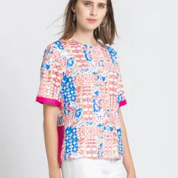 SHAYE Pink & Blue Printed Top image 3