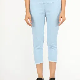 Angelfab Light Blue Cotton Regular Fit Capris-picture-39