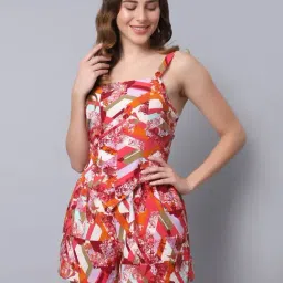 Erotissch Pink & Orange Printed Beachwear Co-Ord Set-image-15