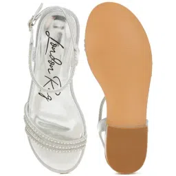 London Rag Women's Silver Ankle Strap Sandals image 3