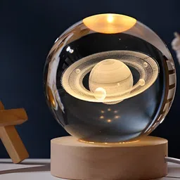 CraftVatika Yellow Acrylic Bell Shaped Table Lamp image 2