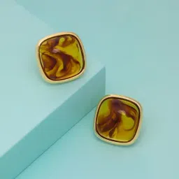 Kushal's Fashion Jewellery Brown Gold Polished Trendy Earrings for Women-image-4