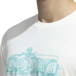 Adidas White Cotton Regular Fit Printed Sports T-Shirt image 5