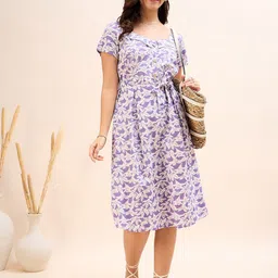 DressBerry Women Floral Print Fit & Flare Midi Dress image 1