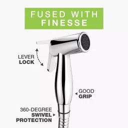 CLINTON Dolphin Health Faucet with Hose Pipe 1.5 m Stainless Steel, Rubber Chrome Finish (Pack of 2) image 4