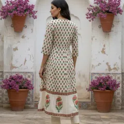 Rangita Off White Floral Print Kurta With Jacket image 2