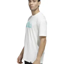 Adidas White Cotton Regular Fit Printed Sports T-Shirt image 3