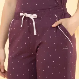 Amante Purple Relaxed Fit Printed Pyjamas image 4