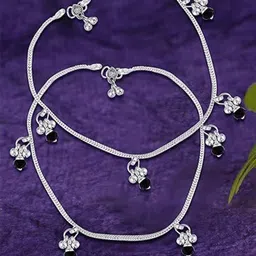 Heer Collection Set Of 2 Silver-Plated Anklets image 1