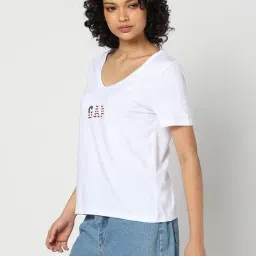 GAP White Printed Short Sleeves T-Shirt image 3