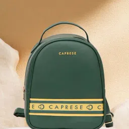 Caprese TRINITY Dark Green Faux Leather Medium Backpack-picture-42