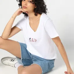 GAP White Printed Short Sleeves T-Shirt image 5