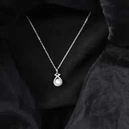 Clara 925 Sterling Silver Platinum Plated Swiss Zirconia Asal Freshwater Pearl Pendant Chain Necklace for Women-image-27