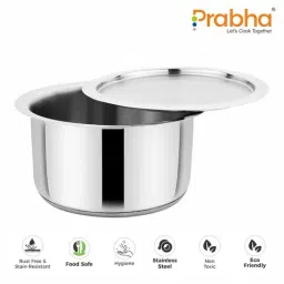 Prabha Stainless Steel Silver Milk Topes - 1.1 Liter, 14cm image 2