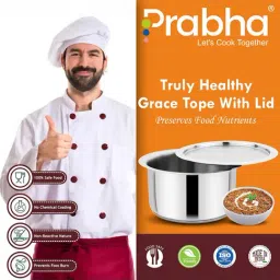 Prabha Stainless Steel Silver Milk Topes - 1.1 Liter, 14cm image 5