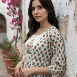 Rangita Off White Floral Print Kurta With Jacket image 3