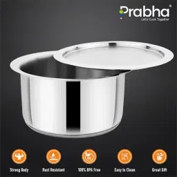 Prabha Stainless Steel Silver Milk Topes - 1.1 Liter, 14cm image 4