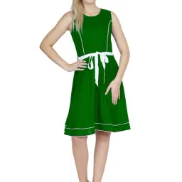 PATRORNA Green Regular Fit Peplum A Line Dress-picture-24