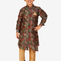 Pro-Ethic Style Developer Kids Brown & Beige Printed Full Sleeves Kurta with Pyjamas-picture-49
