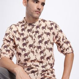 Anouk Rustic Animal Print Roll Up Sleeves Straight Kurta-picture-11