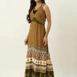 Secret Wish Brown Printed Maxi Beachwear Dress image 3