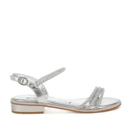London Rag Women's Silver Ankle Strap Sandals image 2