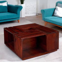Ikiriya Red Wooden in Honey Finish Square Coffee Table-picture-44