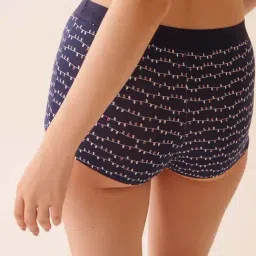 La Vie En Rose Blue Cotton and Logo Elastic Band High Waist Boyleg Panties image 2