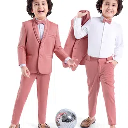 Babyhug Full Sleeves 3 Piece Party Suit with Stretch & Bow - White & Pink-picture-14