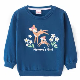 Babyhug Cotton Knit Full Sleeves Sweatshirt With Deer Print - Blue-image-58