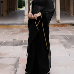 CLAFOUTIS Pure Chiffon Handloom Saree With Unstitched Blouse Piece image 2