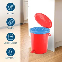 HOMESTIC Red Square Odour-Free Pedal Dustbin With 2 Roll Garbage Bags - 10 L image 2