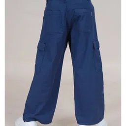 Kiddopanti Cotton Full Length Straight Fit Cargo Pant - Navy image 3