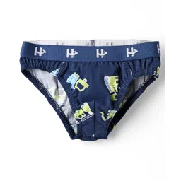 Honeyhap 100% Premium Cotton Knit Briefs with Bio Finish & JCB Print Pack of 5 - Multicolor image 2